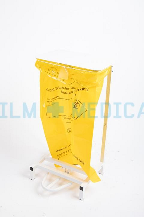 Hospital Waste Bin White with Yellow Bag